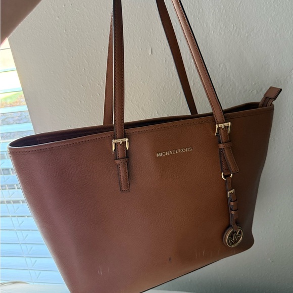 Michael Kors Chocolate Brown Leather Tote with MK Charm - Picture 9 of 14